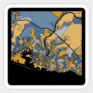 Genoa Map Pattern in Blue & Gold Sticker